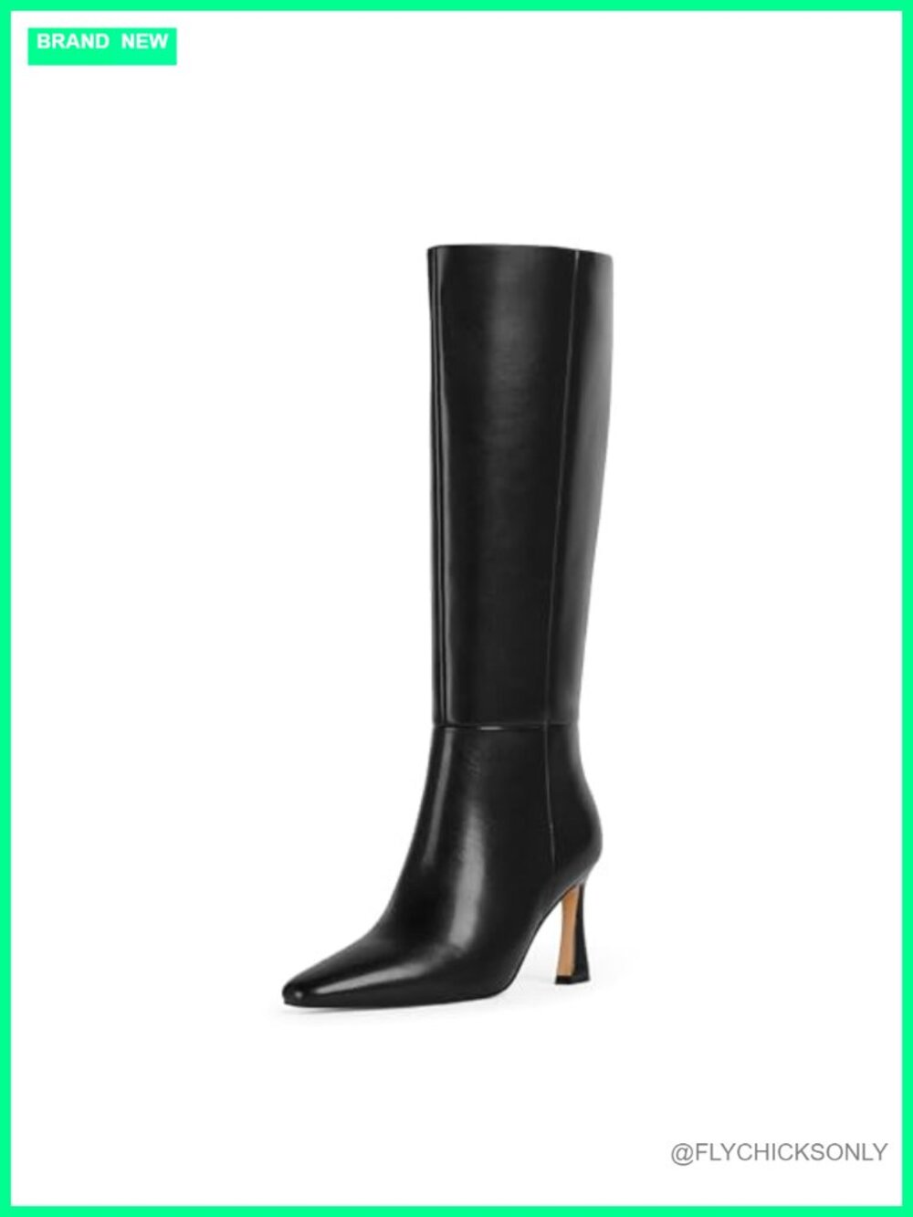 Knee High Boots Square Toe Stiletto Heel PU Leather Side Zip Women's
